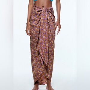 Zara Purple and Gold Geometric Sarong
